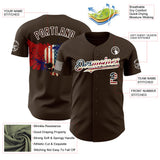 Custom Brown Vintage USA Flag-White USA 250 Military Patriotic Authentic Baseball Jersey