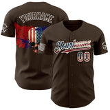 Custom Brown Vintage USA Flag-White USA 250 Military Patriotic Authentic Baseball Jersey