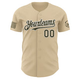 Custom City Cream Olive-White USA 250 American Flag Tactical Military Authentic Baseball Jersey