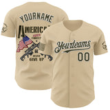 Custom City Cream Olive-White USA 250 American Flag Tactical Military Authentic Baseball Jersey
