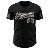 Custom Black Olive-White USA 250 American Flag Camo Authentic Baseball Jersey