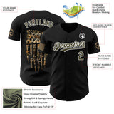 Custom Black Olive-White USA 250 American Flag Camo Authentic Baseball Jersey