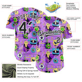 Custom Purple Black-White Psychedelic Trippy Smile Authentic Baseball Jersey