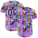 Custom Purple Black-White Psychedelic Trippy Smile Authentic Baseball Jersey