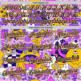 Custom Purple Dark Purple-Yellow Psychedelic Trippy Mushroom Doodle Frog & Ghost Authentic Baseball Jersey