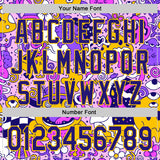 Custom Purple Dark Purple-Yellow Psychedelic Trippy Mushroom Doodle Frog & Ghost Authentic Baseball Jersey