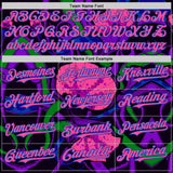 Custom Black Pink-Thunder Blue Psychedelic Trippy Exotic Floral Authentic Baseball Jersey