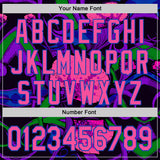 Custom Black Pink-Thunder Blue Psychedelic Trippy Exotic Floral Authentic Baseball Jersey