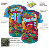Custom Sky Blue-White Psychedelic Trippy Exotic Floral Authentic Baseball Jersey