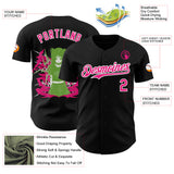 Custom Black Hot Pink-White Psychedelic Trippy Cyber Y2K Emo Goth Anime Authentic Baseball Jersey