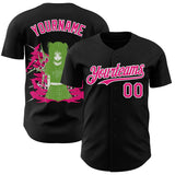 Custom Black Hot Pink-White Psychedelic Trippy Cyber Y2K Emo Goth Anime Authentic Baseball Jersey