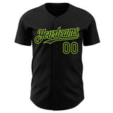 Custom Black-Neon Green Trippy Neon Monster Skull Authentic Baseball Jersey