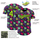 Custom Black-Neon Green Psychedelic Trippy Flower Authentic Baseball Jersey