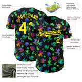 Custom Black-Light Yellow Psychedelic Trippy Frog Authentic Baseball Jersey