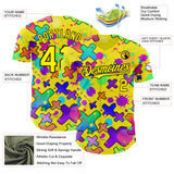 Custom Light Yellow-Black Psychedelic Trippy Graffiti Splatter Authentic Baseball Jersey