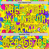 Custom Light Yellow-Black Psychedelic Trippy Graffiti Splatter Authentic Baseball Jersey