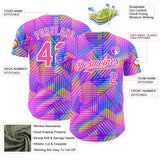 Custom Purple Pink-White Psychedelic Trippy Neon Geometric Authentic Baseball Jersey