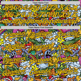 Custom Blue Yellow-Black Psychedelic Trippy Graffiti Cartoon Authentic Baseball Jersey