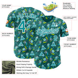 Custom Teal-White Psychedelic Trippy Monster Authentic Baseball Jersey