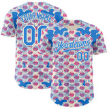 Custom Cream-Electric Blue Psychedelic Trippy Flow Line Authentic Baseball Jersey