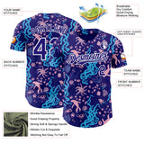 Custom Dark Purple-White Psychedelic Trippy Sea Life Authentic Baseball Jersey