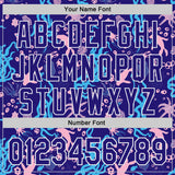 Custom Dark Purple-White Psychedelic Trippy Sea Life Authentic Baseball Jersey