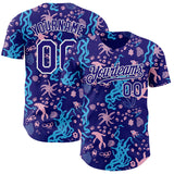 Custom Dark Purple-White Psychedelic Trippy Sea Life Authentic Baseball Jersey