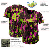 Custom Brown Neon Green-Deep Pink Psychedelic Trippy Sea Life Authentic Baseball Jersey