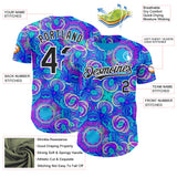 Custom Blue Black-White Psychedelic Trippy Neon Swirl Authentic Baseball Jersey