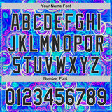 Custom Blue Black-White Psychedelic Trippy Neon Swirl Authentic Baseball Jersey