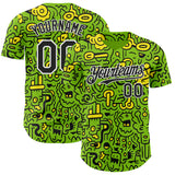 Custom Neon Green Black-White Psychedelic Trippy Neon Monster Authentic Baseball Jersey