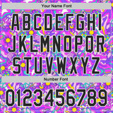 Custom Purple Black-White Psychedelic Trippy Mushroom & Floral Authentic Baseball Jersey