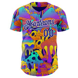 Custom Dark Purple-White Psychedelic Trippy Mushroom Authentic Baseball Jersey