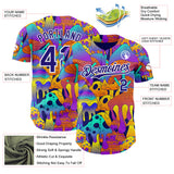 Custom Dark Purple-White Psychedelic Trippy Mushroom Authentic Baseball Jersey
