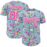 Custom White-Pink Psychedelic Trippy Swirl Authentic Baseball Jersey