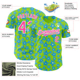 Custom Neon Green Pink-White Psychedelic Trippy Flower Authentic Baseball Jersey