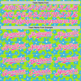 Custom Neon Green Pink-White Psychedelic Trippy Flower Authentic Baseball Jersey