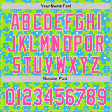 Custom Neon Green Pink-White Psychedelic Trippy Flower Authentic Baseball Jersey