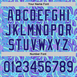 Custom Ice Blue-Dark Purple Psychedelic Trippy Flower Authentic Baseball Jersey