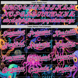 Custom Black Hot Pink-Ice Blue Psychedelic Trippy Sea Life Jellyfish & Octopus Authentic Baseball Jersey