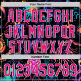 Custom Black Hot Pink-Ice Blue Psychedelic Trippy Sea Life Jellyfish & Octopus Authentic Baseball Jersey
