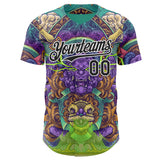 Custom Green Black-White Psychedelic Trippy Oriental Mythic Authentic Baseball Jersey