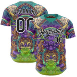Custom Green Black-White Psychedelic Trippy Oriental Mythic Authentic Baseball Jersey