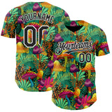 Custom Green Black-White Trippy Trippy Magic Mushroom Authentic Baseball Jersey