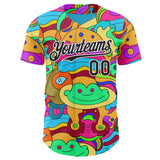 Custom Green Black-White Psychedelic Trippy Doodle Cartoon Authentic Baseball Jersey