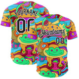 Custom Green Black-White Psychedelic Trippy Doodle Cartoon Authentic Baseball Jersey