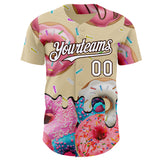 Custom City Cream White-Brown Ice Cream Donut Foodie Dessert Authentic Baseball Jersey