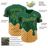 Custom Kelly Green-Old Gold Ice Cream Waffle Foodie Dessert Authentic Baseball Jersey