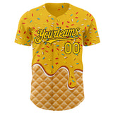 Custom Gold-Black Ice Cream Waffle Foodie Dessert Authentic Baseball Jersey