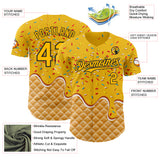 Custom Gold-Black Ice Cream Waffle Foodie Dessert Authentic Baseball Jersey